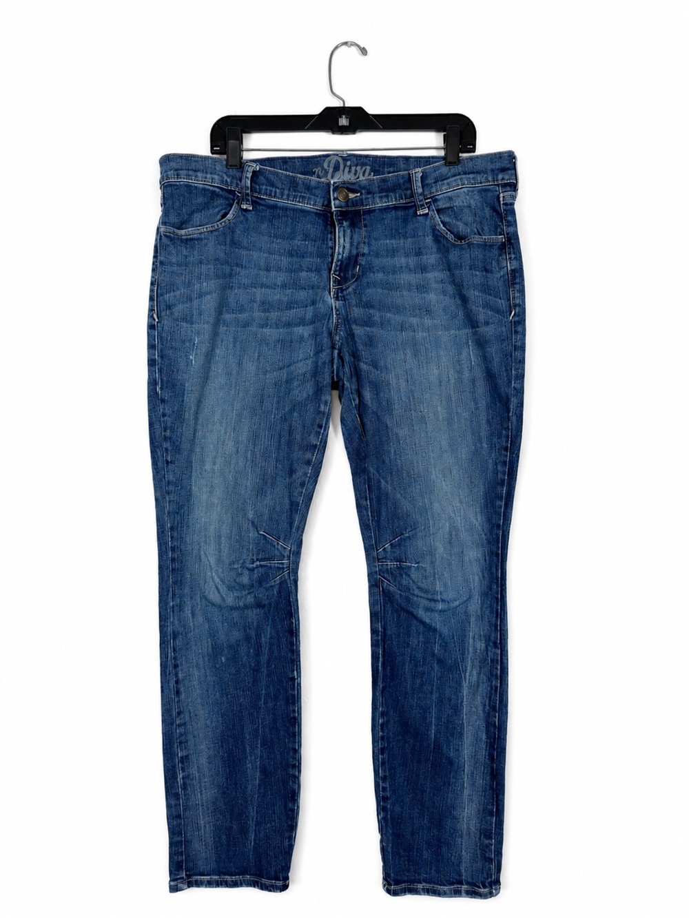 Old Navy The Diva Straight Leg Jeans Blue Denim Mid Rise Stretch Plus Size 14